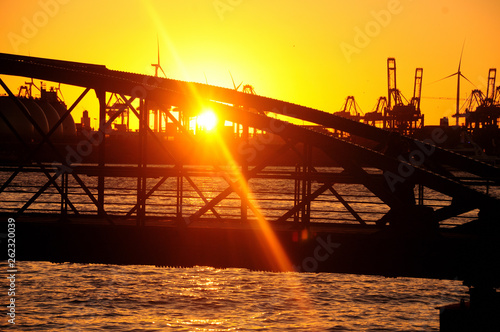 Photography hafen in abenddämmerung