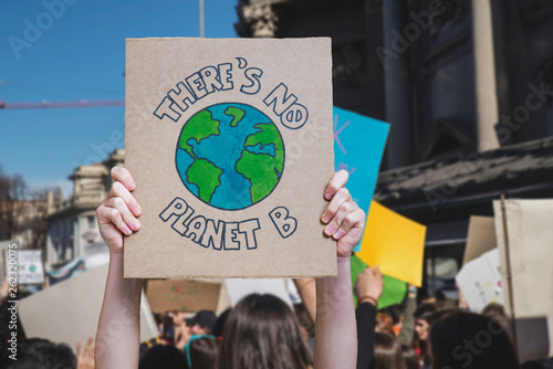 There is no planet b poster claim during a street protest for climate change, fridays for future