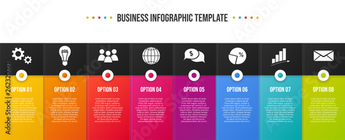 Colorful infographic with business icons. Vector