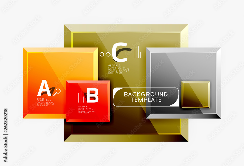 Geometrical design squares abstract banner, glossy shiny effects