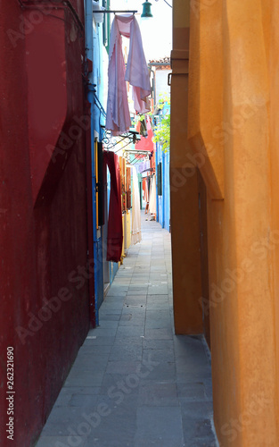 detail of narrow street called CALLE in Venice Island