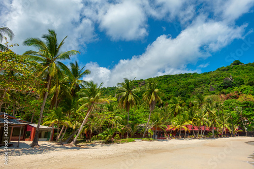 Tropical island beach with white sand.
