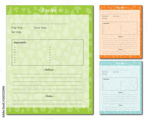 Recipe template food background vector