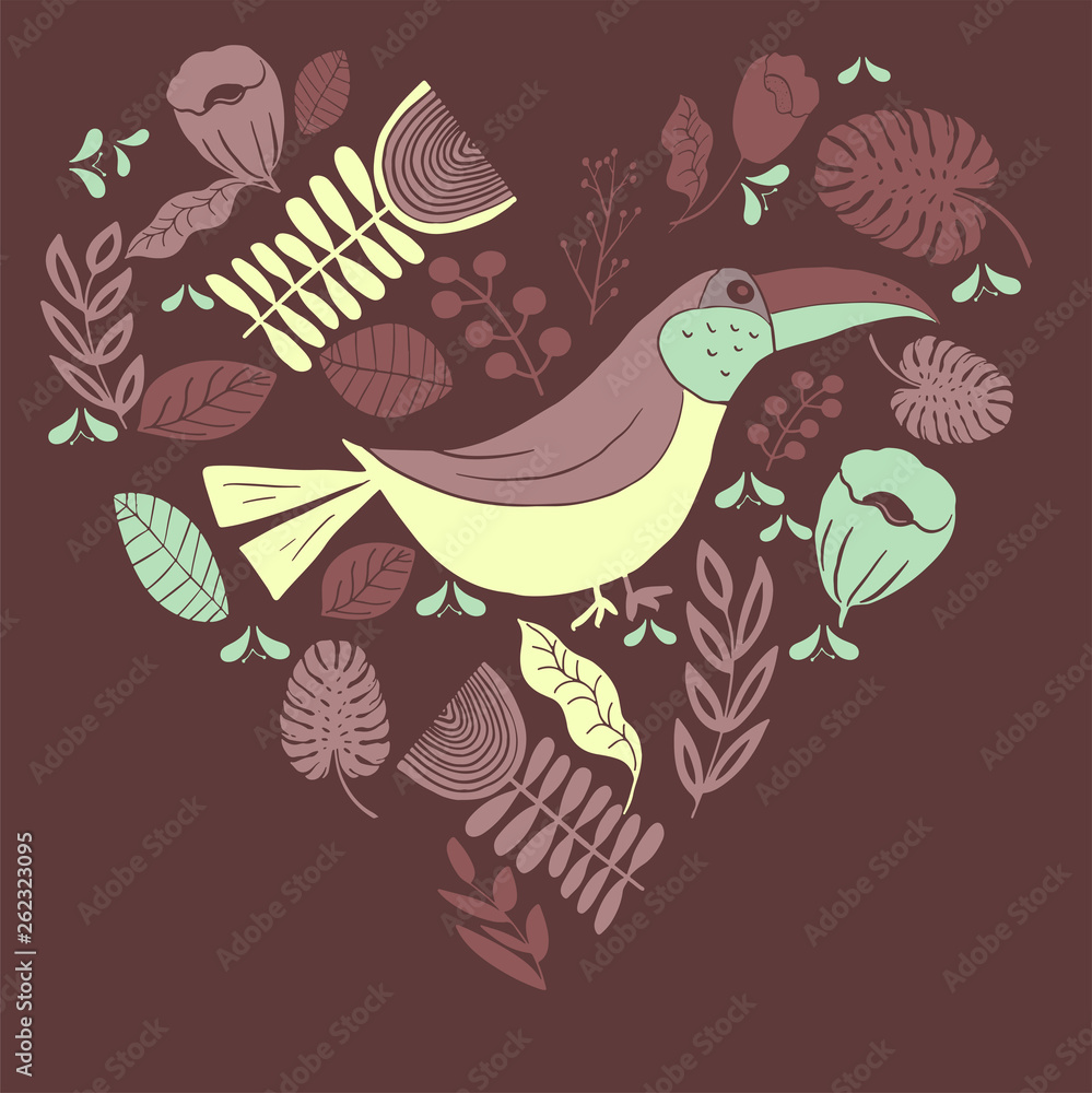 Scandinavian folk art pattern with birds and flowers Scandinavian folk art pattern with birds and flowers