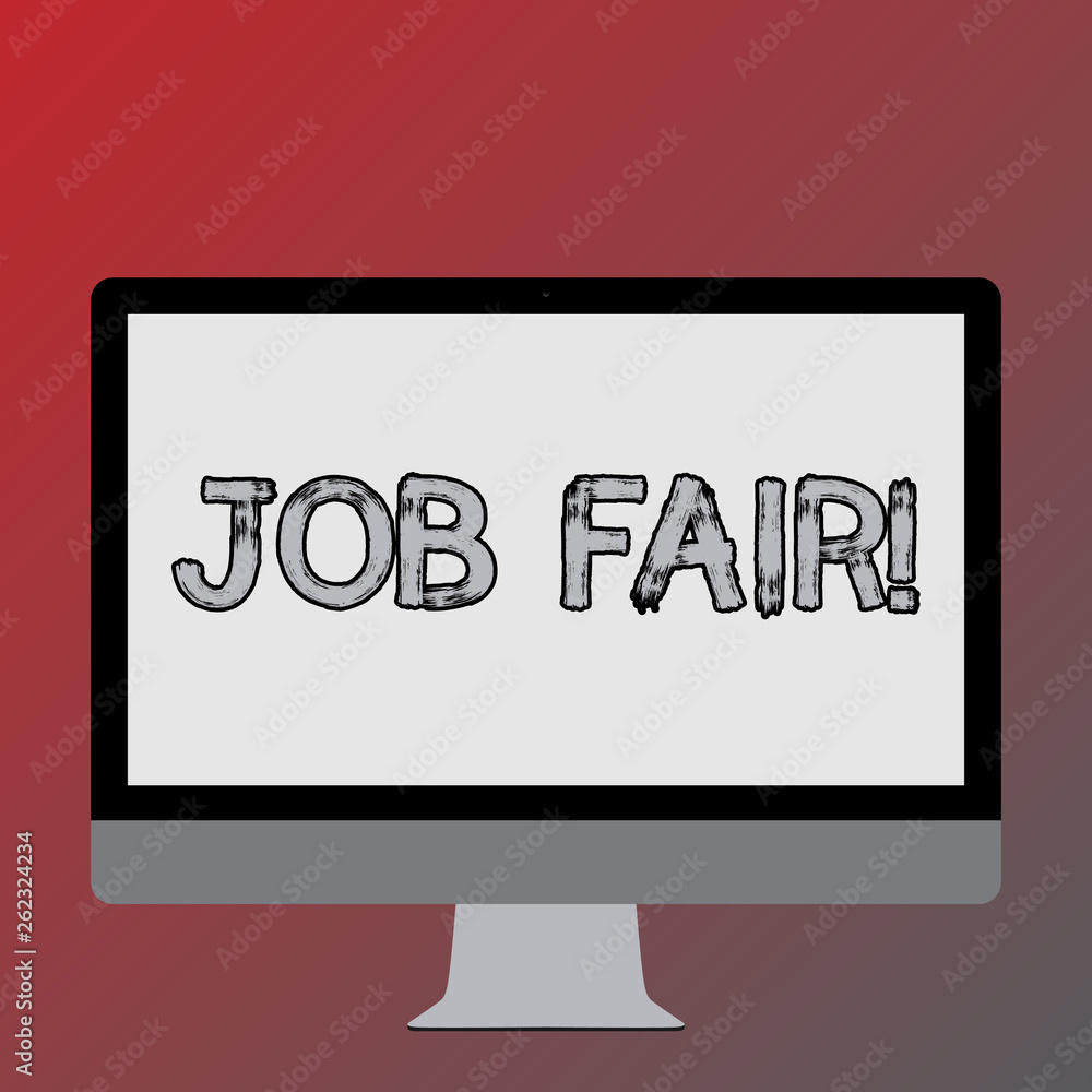 Text sign showing Job Fair. Business photo text event in which employers recruiters give information to employees Blank White Computer Monitor WideScreen Mounted on a Stand for Technology Text sign showing Job Fair. Business photo text event in which employers recruiters give information to employees Blank White Computer Monitor WideScreen Mounted on a Stand for Technology