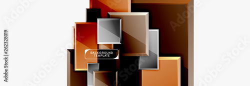 Geometrical design squares abstract banner, glossy shiny effects