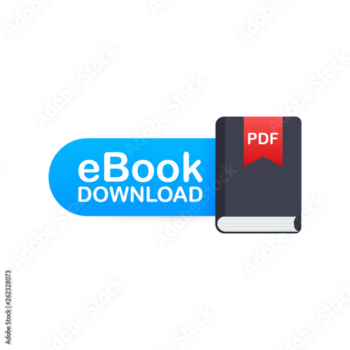 Download book. E-book marketing, content marketing, ebook download. Vector illustration.
