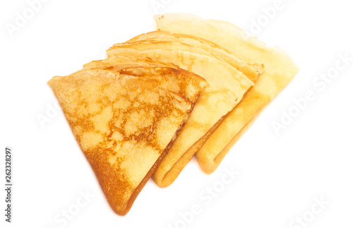 Triangle Folded Classic French Crepes on a White Background