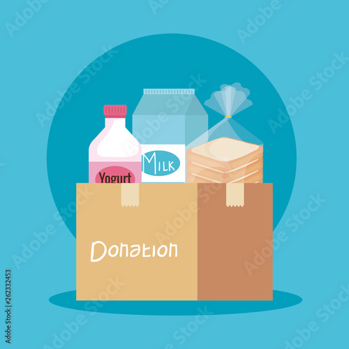 box donation with yogurt and milk with bread