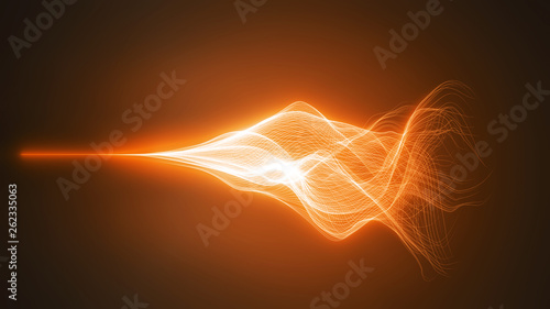 wave motion with glowing energy trails. 3d illustration photo