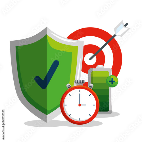 shield security with chronometer and target to balance