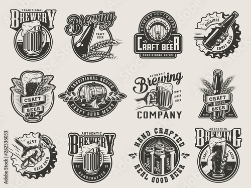 Monochrome vintage brewing badges
