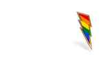 Sharp LGBT lightning bolt rainbow pride symbol isolated on white background with copy space on the left side. Homosexual minority fight for their rights symbol concept. 3D rendering