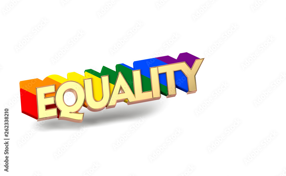 Golden EQUALITY word with rainbow outline. LGBT equality symbol concept ...