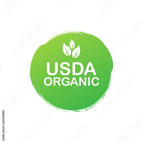 USDA organic emblems, badge, Sticker, logo, icon. Vector illustration.