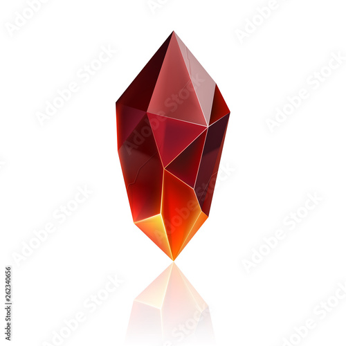 Gem or Crystal. Red Magic Gemstone. Precious Gem Icon. Luxury Symbol on the White Background