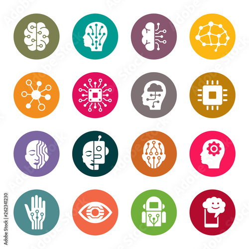 Artificial intelligence icon set