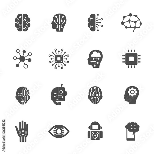 Artificial intelligence icon set