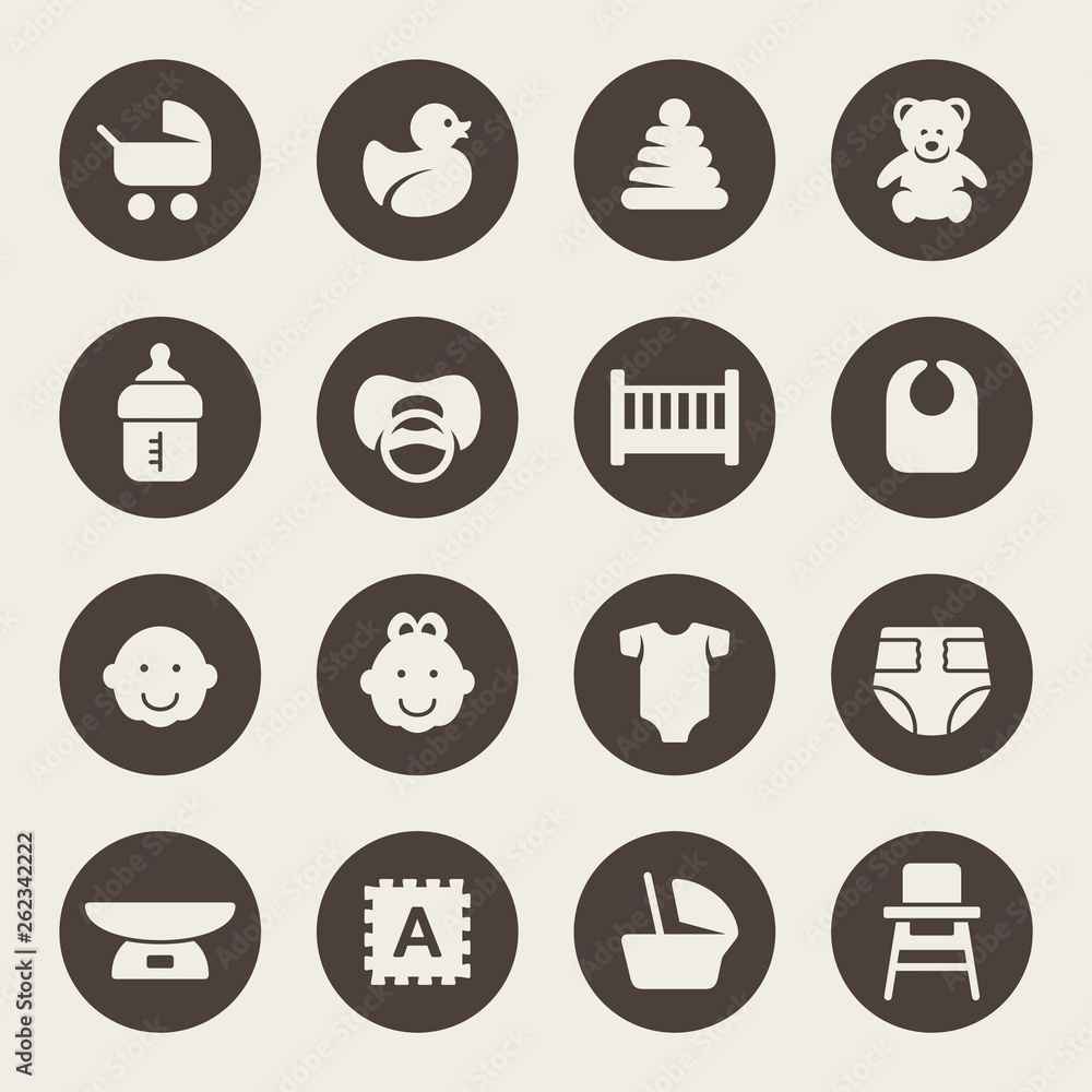 Baby goods icon set