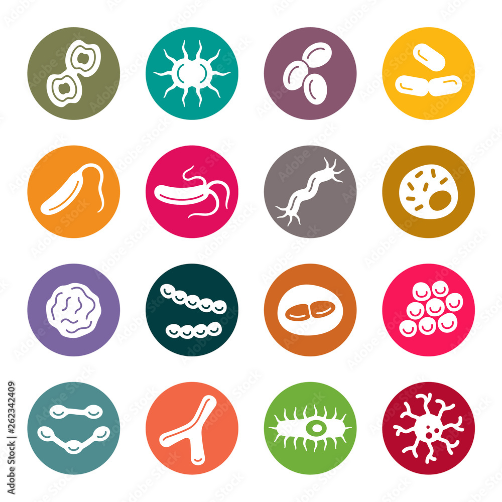 Microbes icon set Microbes icon set