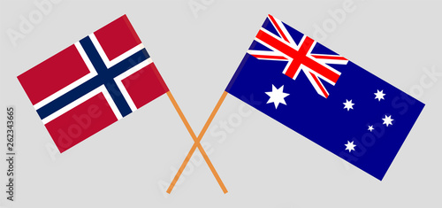 Australia and Norway. The Australian and Norwegian flags. Official colors. Correct proportion. Vector