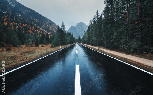 Road in the autumn forest i...