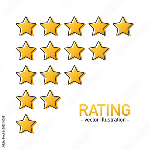 5 star rating icon vector. Isolated badge for website or app. Stars customer product rating review. Vector illustration