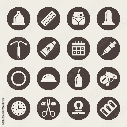 Contraception methods icon set