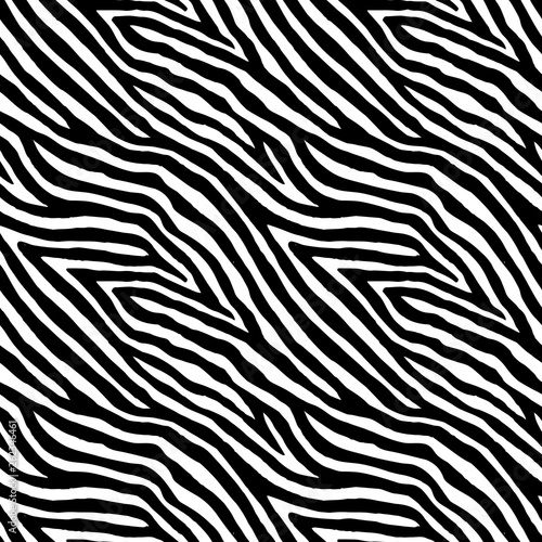 Seamless black and white zebra pattern. Print for textiles. Vector illustration.