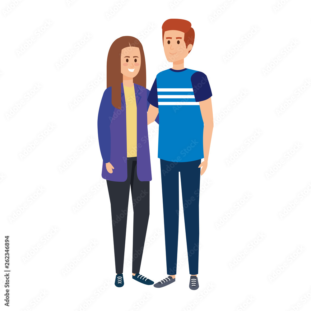 young couple avatars characters young couple avatars characters