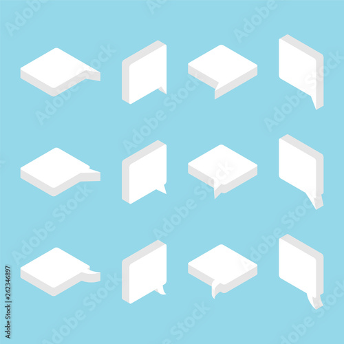 Isometric speech bubbles set icons. Vector illustration