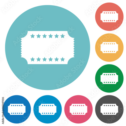 Ticket with stars flat round icons