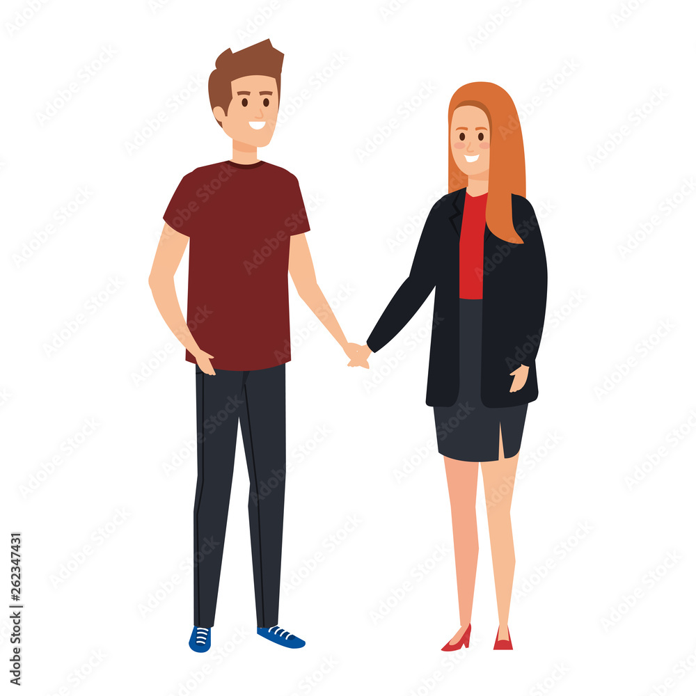 young couple avatars characters