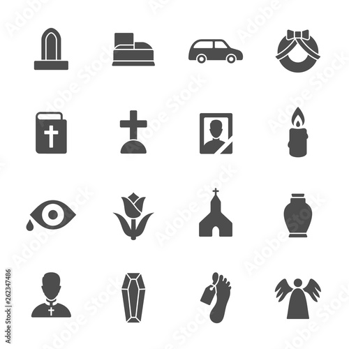 Funeral icon set