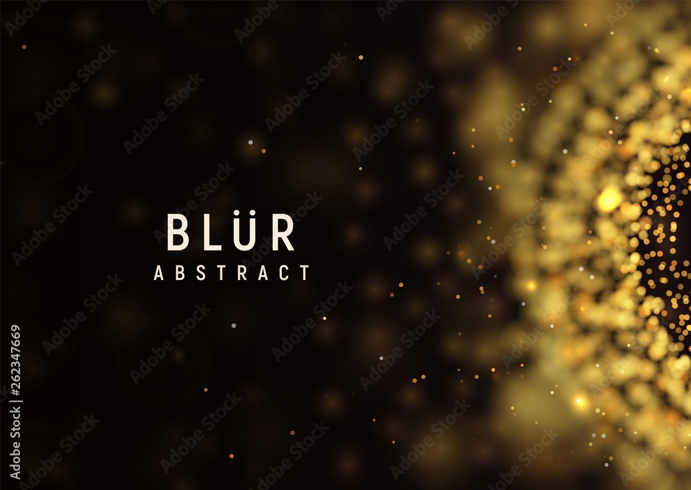 Blur abstract dark background. Golden burst particles with blurred effect. Vector illustration A4 format Blur abstract dark background. Golden burst particles with blurred effect. Vector illustration A4 format