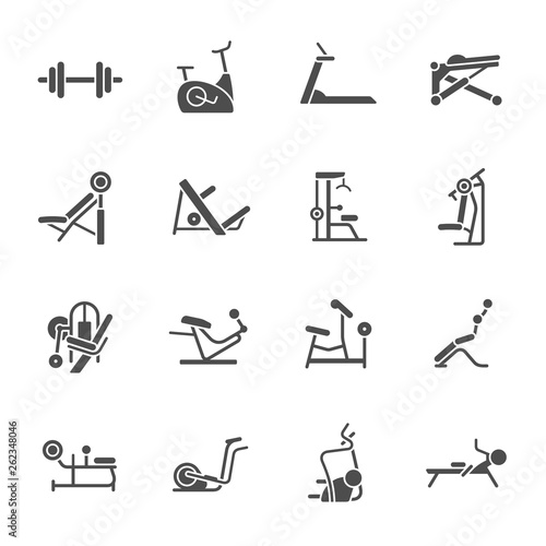 Gym equipment icons