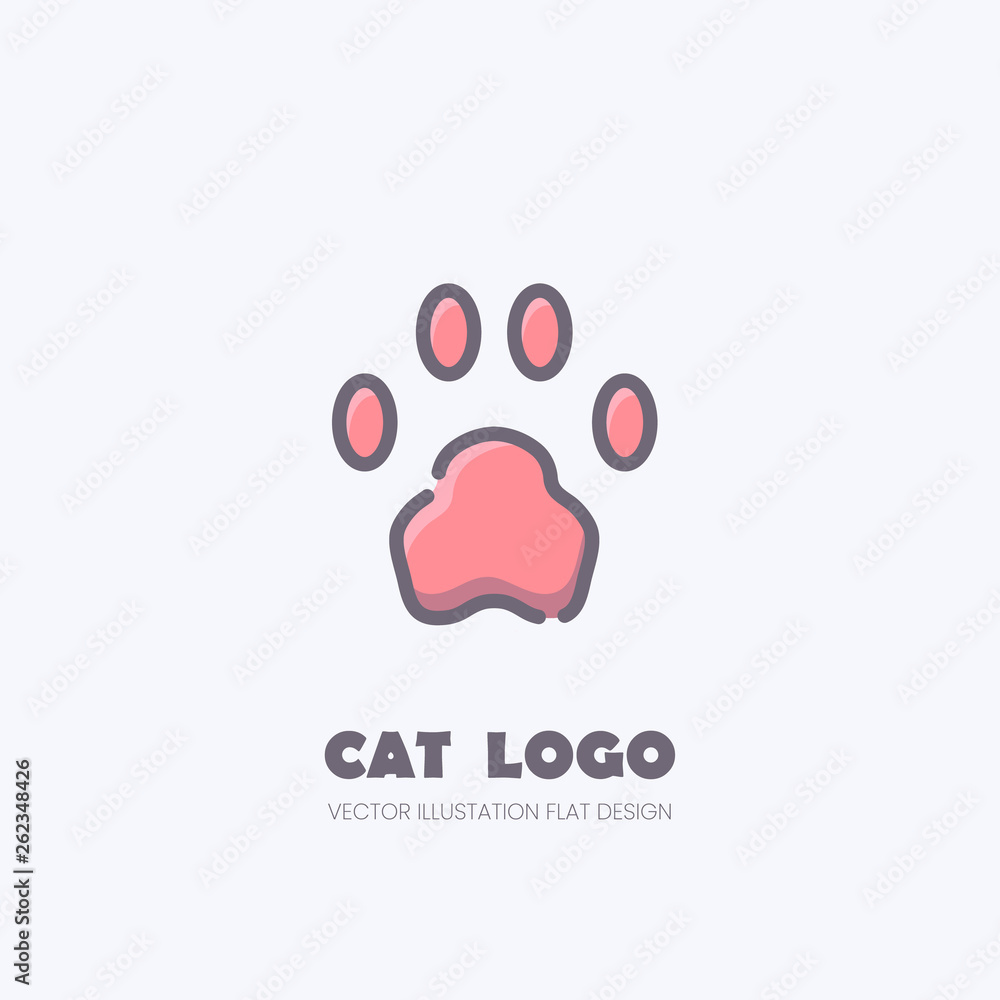 Cat paw vector logo, Kitten footprint mark Cat paw vector logo, Kitten footprint mark