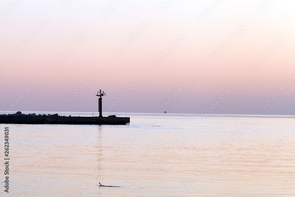 Pier at sunset, pastel colors .