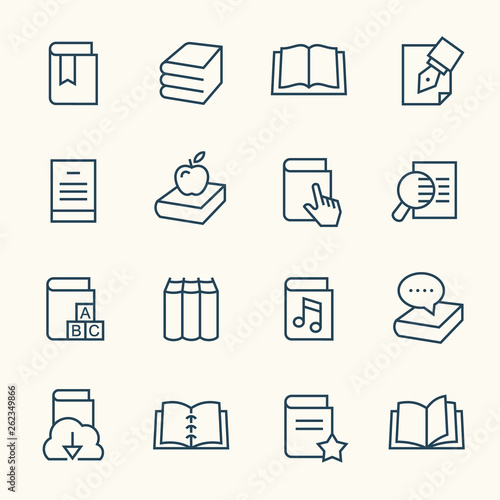 Books line icon set