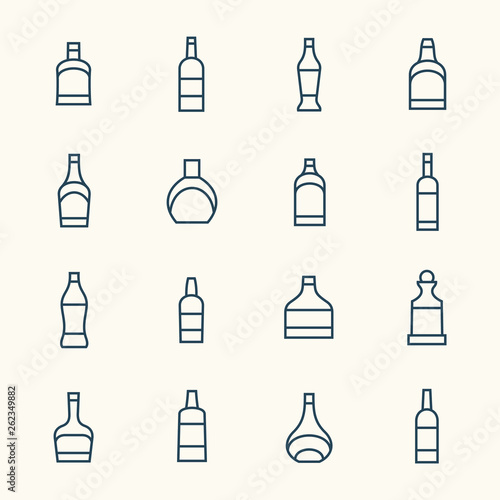 Alcohol line icon set