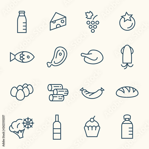 Food line icon set