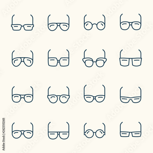 Eyeglasses line icon set