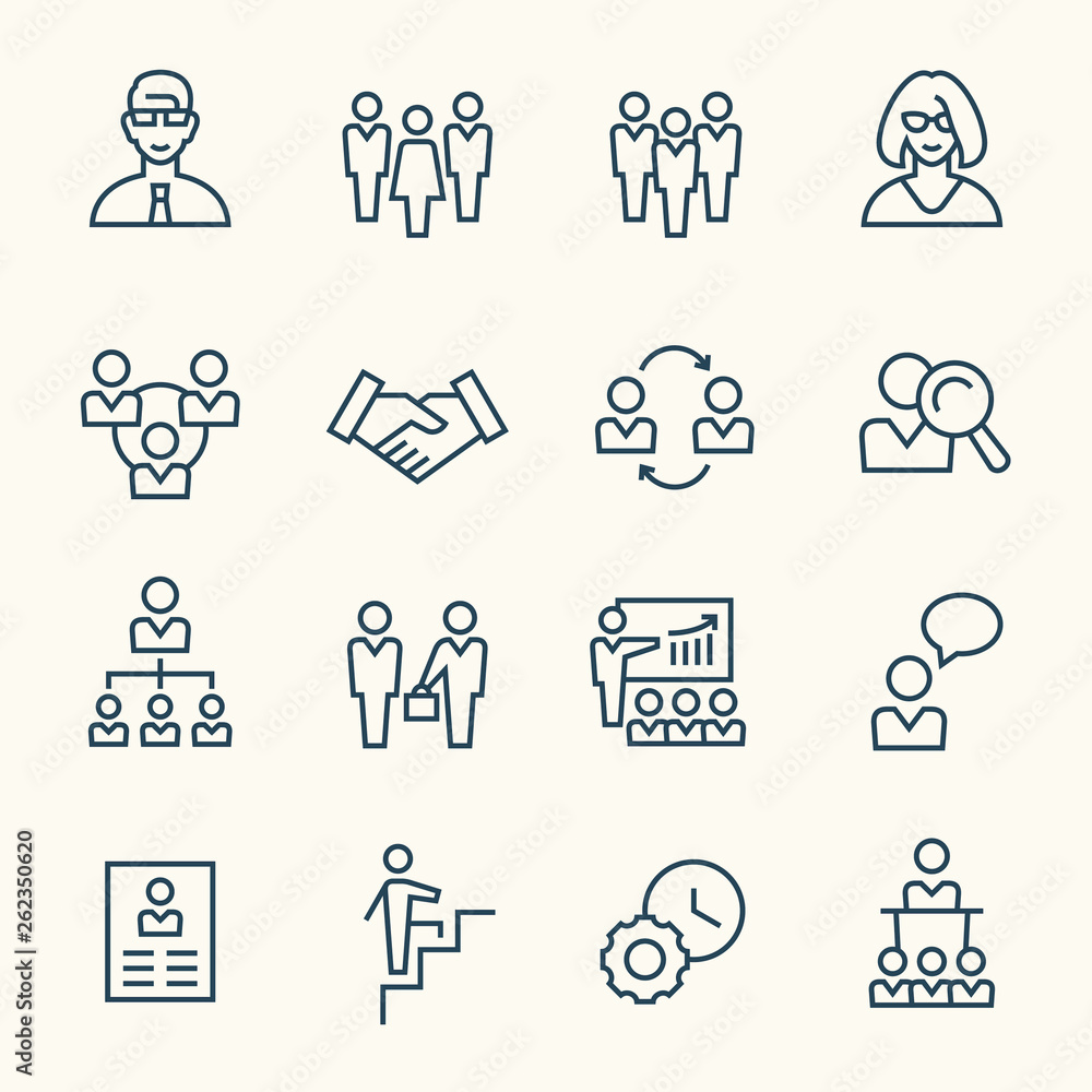 Fototapeta premium Management line icon set