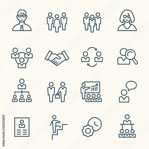 Management line icon set
