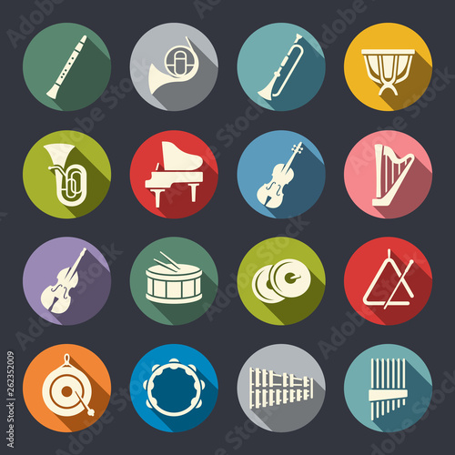Musical instruments vector icon set