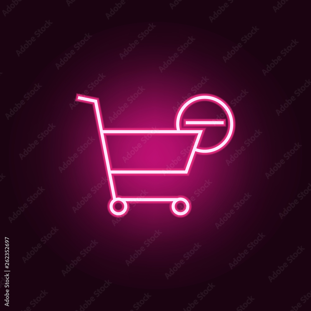 minus the shopping trolley icon. Elements of Web in neon style icons. Simple icon for websites, web design, mobile app, info graphics minus the shopping trolley icon. Elements of Web in neon style icons. Simple icon for websites, web design, mobile app, info graphics
