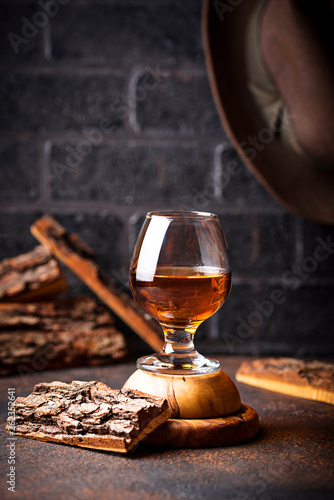 Glass of cognac or whiskey. photo