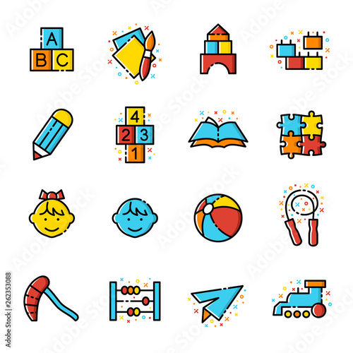 Kindergarten vector icon set