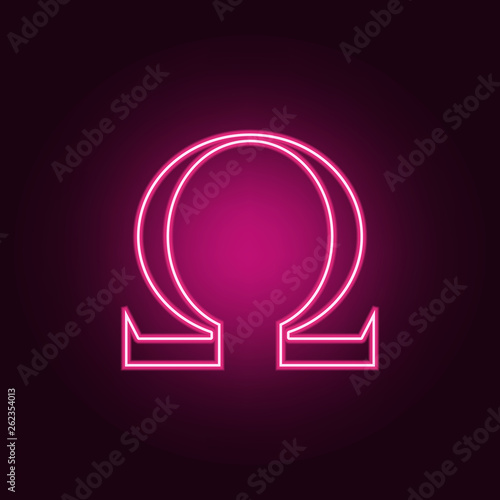 Omega sign icon. Elements of Web in neon style icons. Simple icon for websites, web design, mobile app, info graphics