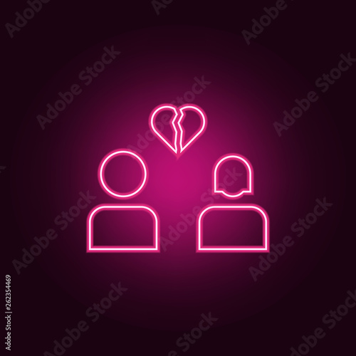 Lovers breakup glyph icon. Elements of Web in neon style icons. Simple icon for websites, web design, mobile app, info graphics